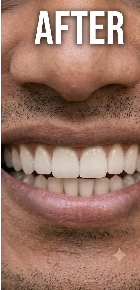 After: front teeth with the gap closed